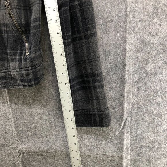 American Eagle Fleece Moto Jacket Womens S Gray Plaid Cotton Zip Up - Picture 11 of 12